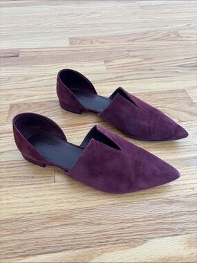 Vince Burgundy Suede Pointed D'Orsay Flats